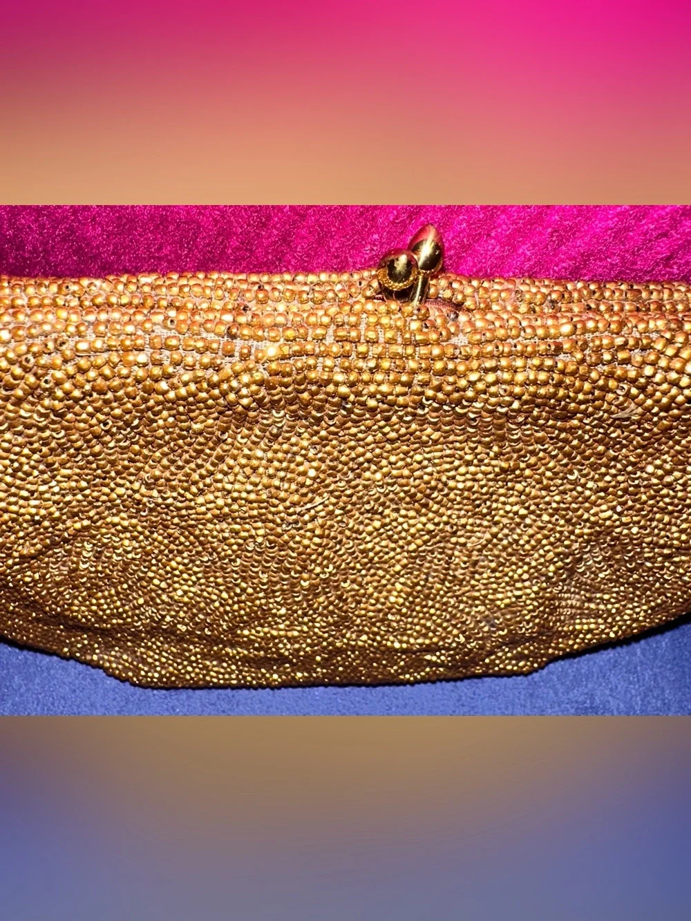 VTG 1950s Saks Fifth Avenue Gold Beaded Clutch Made in Belgium